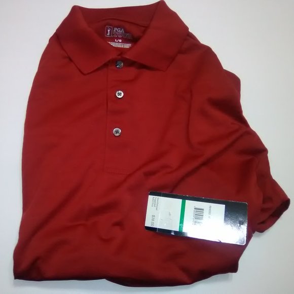 Mens PGA Tour L Polo Shirt Short Sleeve - Picture 1 of 7